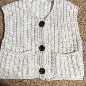Cozy White Knit Sweater Vest